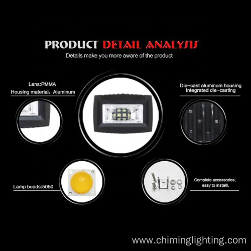 Square 40w Led automotive work light